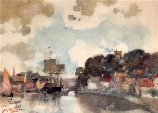 James Watterson Herald (1859-1914) Shipping in harbour 9 x 12.75in., unframed